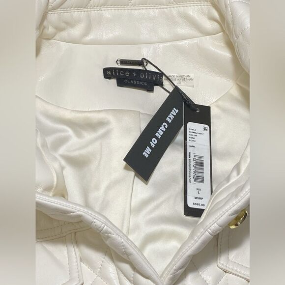 Alice + Olivia Chloe Quilted Faux Leather Jacket szie L - Picture 13 of 14